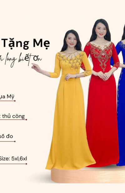 Áo dài bà sui - Áo dài cho mẹ chất liệu lụa Mỹ cao cấp két đá sang trọng trẻ trung ADP1 có bigsize