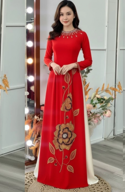 Áo dài bài sui - Áo dài trung niên dành cho các mẹ ngồi sui cao cấp chất liệu lụa 4 tà có bigsize ADM21