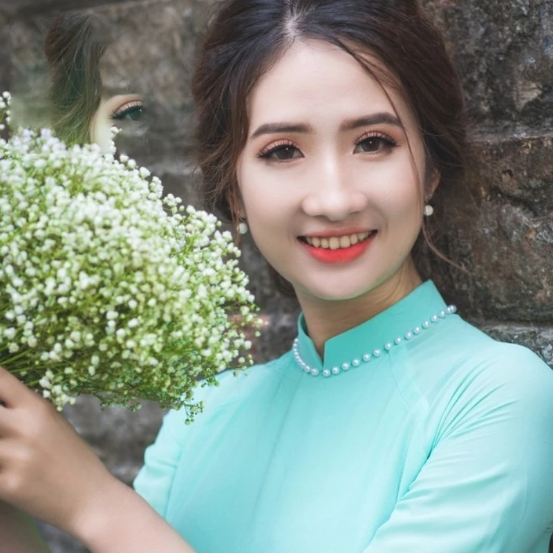 Áo Dài Truyền Thống - Áo Dài Trơn Chất Liệu Chiffon Màu Xanh Ngọc ADV12 - Ảnh 3