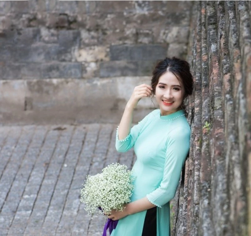 Áo Dài Truyền Thống - Áo Dài Trơn Chất Liệu Chiffon Màu Xanh Ngọc ADV12 - Ảnh 9