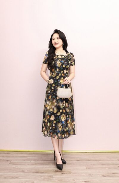 Đầm lụa nhật trung niên cao cấp T507