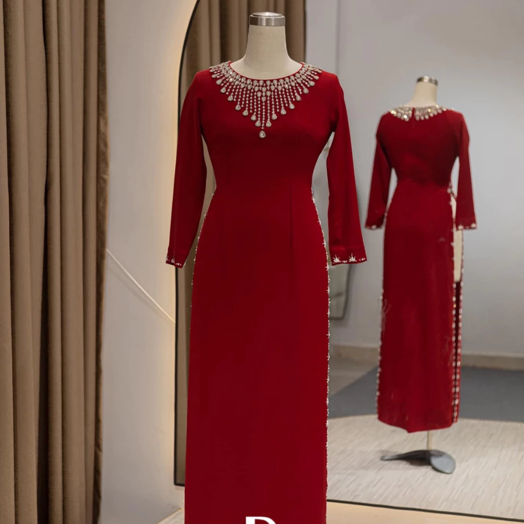 Áo dài tặng mẹ - Áo dài thiết kế dành cho bà sui mặc cưới con xinh đẹp sang chảnh ADL14 có bigsize - Ảnh 9