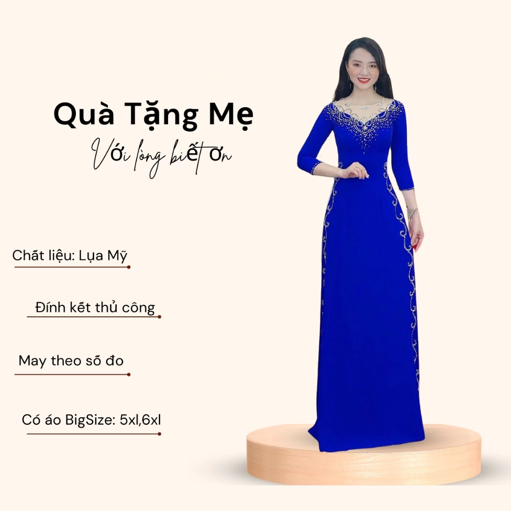 Áo dài sui gia đi đám hỏi mẫu trẻ trung chất liệu vải lụa mỹ ADM04CB - Ảnh 3