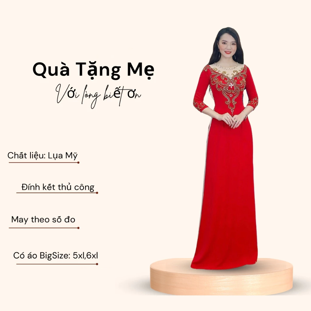 Áo dài bà sui cao cấp ADM04D dành cho các mẹ trẻ đi tiệc cưới, đi ăn hỏi, tiệc tùng sang trọng - Ảnh 3