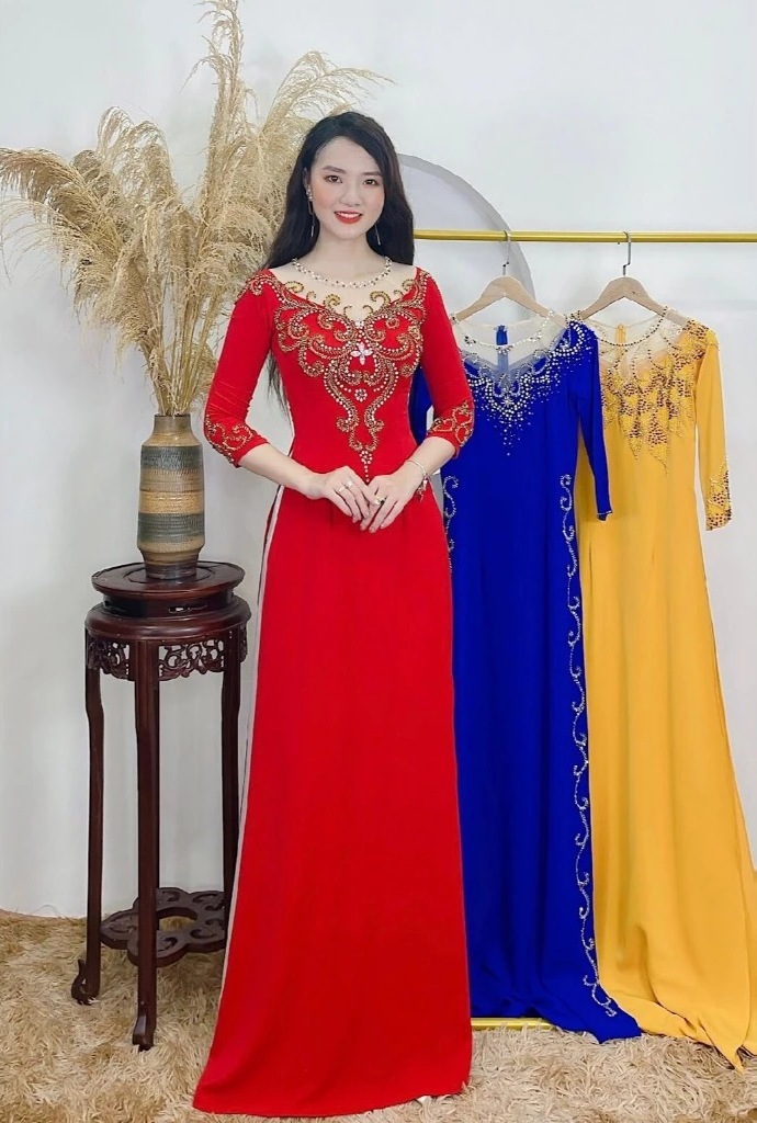 Áo dài bà sui cao cấp ADM04D dành cho các mẹ trẻ đi tiệc cưới, đi ăn hỏi, tiệc tùng sang trọng - Ảnh 4