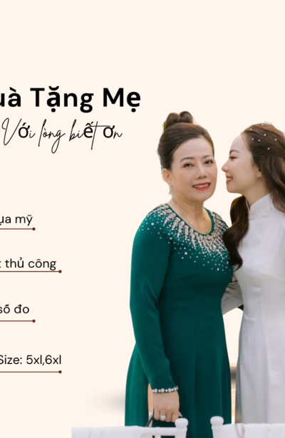 Áo dài xui gia - Áo dài dự tiệc cưới con chất liệu lụa mỹ màu xanh rêu ADM15 có bigsize