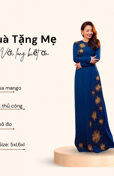 Áo dài bà sui cao cấp chất liệu lụa mango màu xanh cổ vịt ADM27 dành cho các mẹ ngồi sui, đám hỏi và đi tiệc