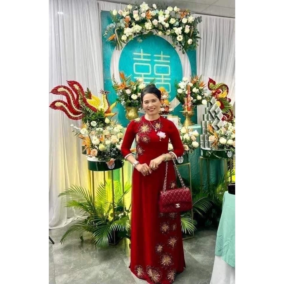 Áo dài bà sui cao cấp chất liệu lụa mango màu xanh cổ vịt ADM27 dành cho các mẹ ngồi sui, đám hỏi và đi tiệc - Ảnh 6